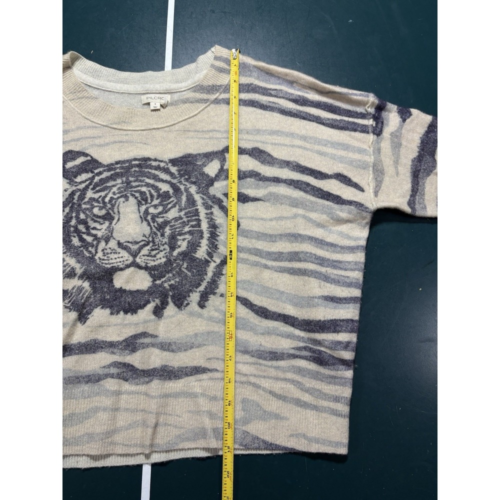 Pilcro Sweater Women's Multicolor 100% Cashmere Tiger Graphic Luxury Size Small‎ - Picture 13 of 13